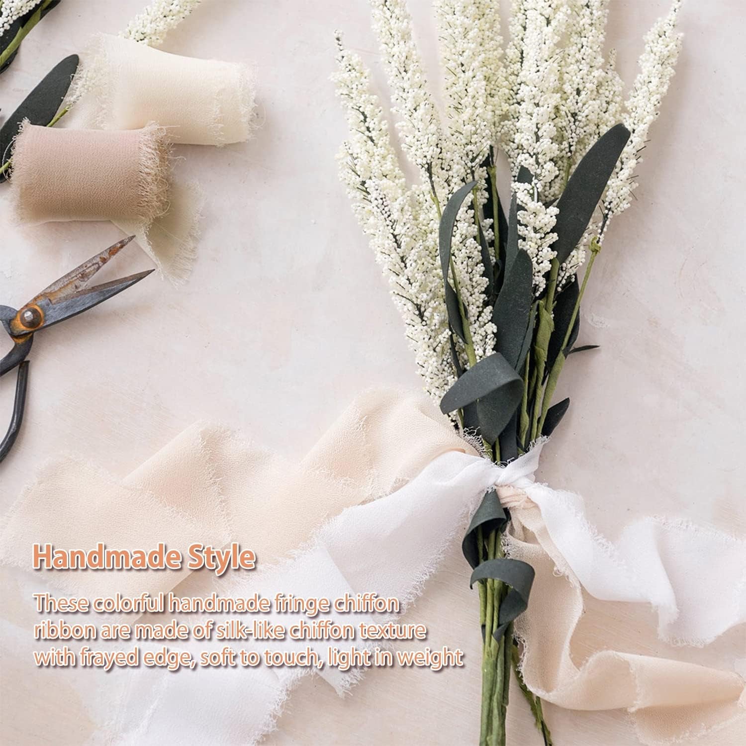 Chiffon Ribbon Fringe Silk Ribbon 9 Rolls Handmade Frayed Edges Ribbon 1.5 Inch X 3 Yard Fabric Boho Ribbon for Gift Wrapping Wedding Invitations Decoration DIY Craft Bridal Bouquets
