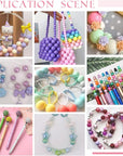 50Pcs Chunk Beads, 20Mm Focal Beads Bubblegum Beads Colorful Pen Beads Large Rhinestone Pearl Beads Loose Beads Spacer Beads for Pen School Jewelry Bracelet Necklace Keychain Craft Making