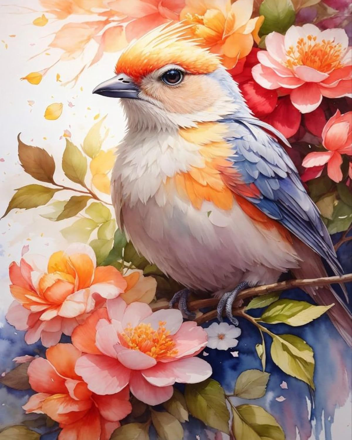 Owl Paint by Number for Adult Kit, DIY Acrylic Paint by Numbers for Adults Beginner, Owl and Flowers Oil Painting by Number on Canvas for Home Wall Decor 16X20Inch