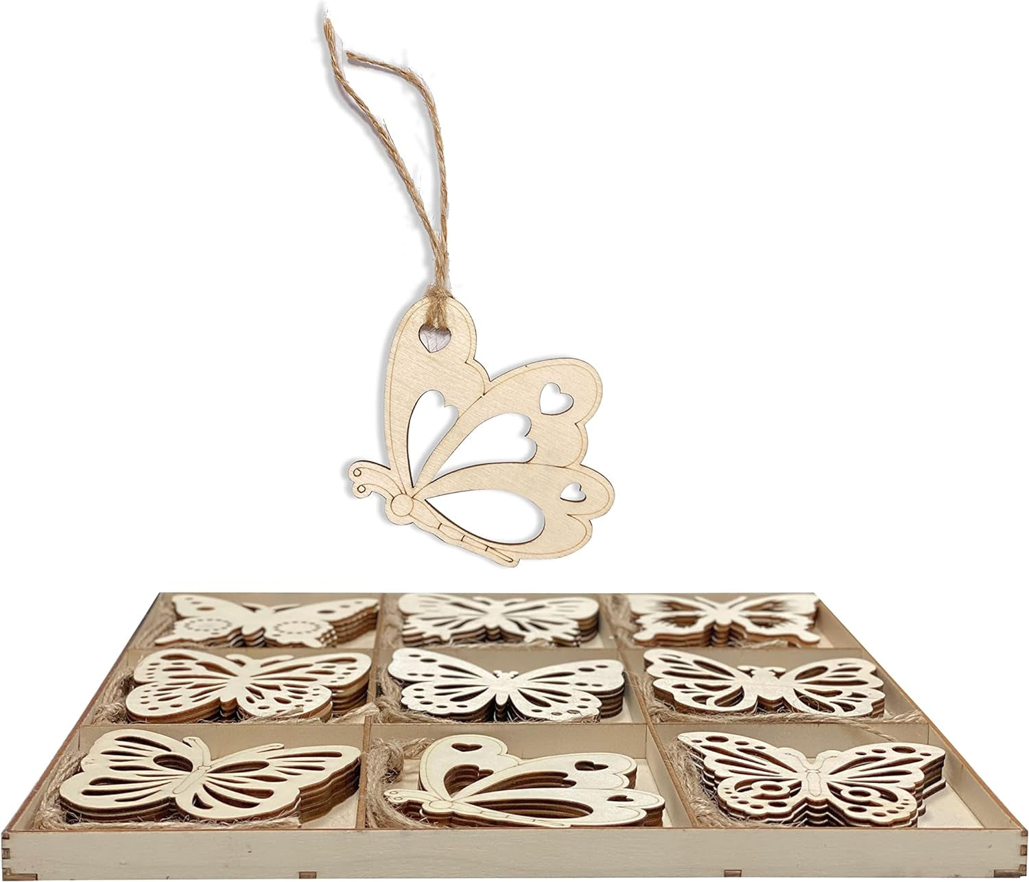 Pack of 45 Unfinished Wooden Butterfly Shaped Cutouts for DIY Crafts 3.5 Inch 5-Count Each