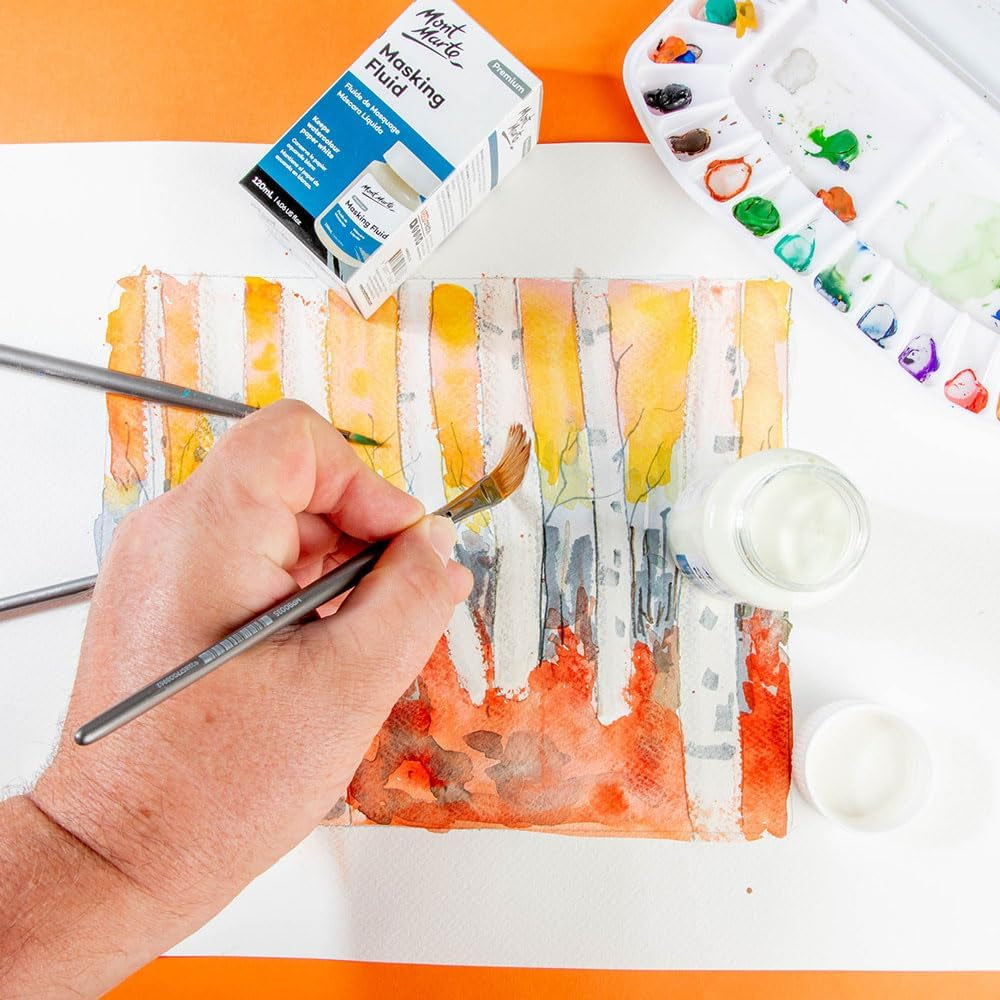 Masking Fluid Premium 120Ml (4.06 US Fl.Oz), Masking Fluid for Watercolor Painting, Keeps Areas Free of Color and Edges Crisp, Resists Watercolor, Ink and Pouring Paint