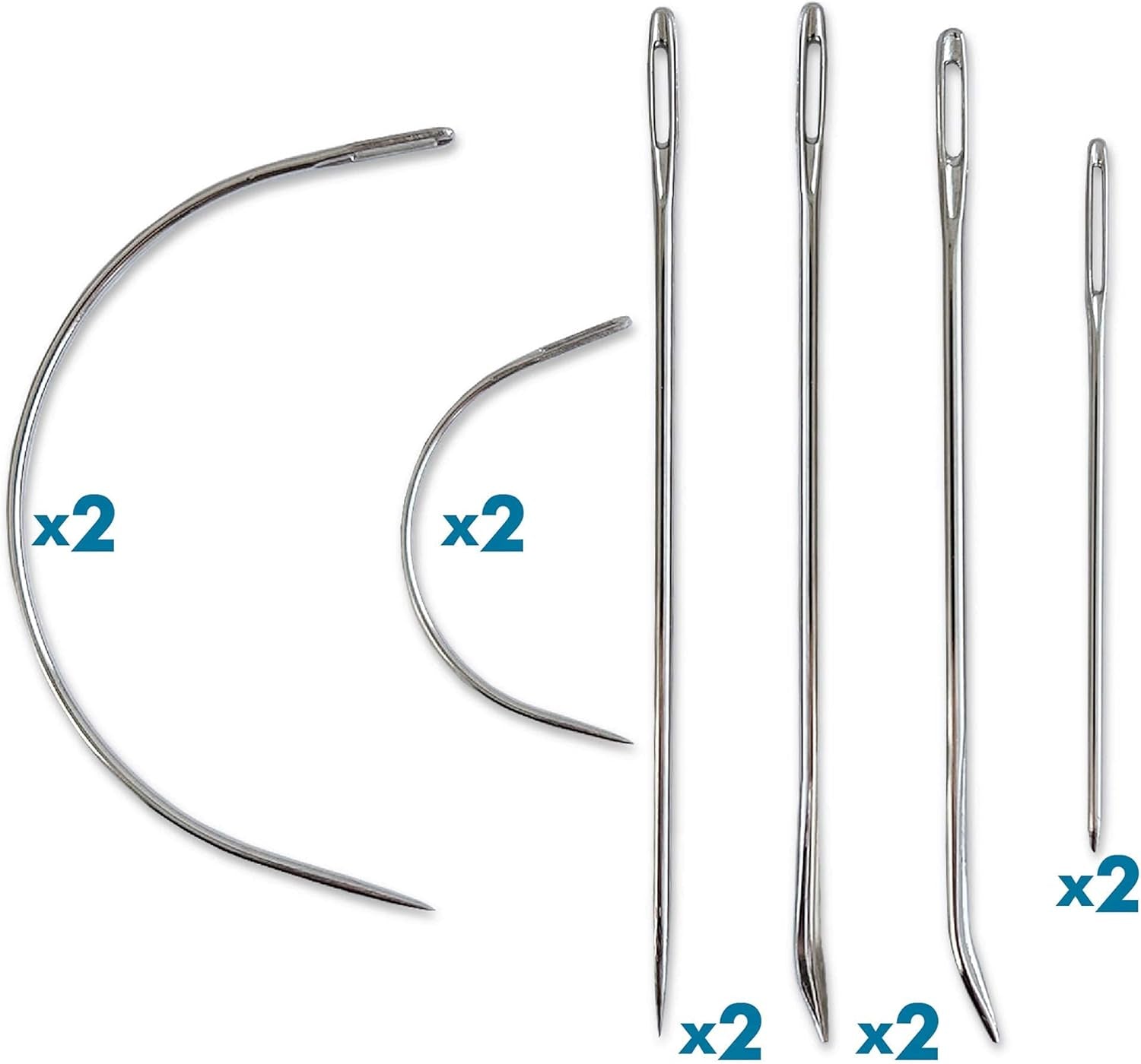 Heavy Duty Hand Sewing Needles Set - 12 Needles for Upholstery, Leather, Carpet Canvas Repair