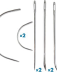 Heavy Duty Hand Sewing Needles Set - 12 Needles for Upholstery, Leather, Carpet Canvas Repair