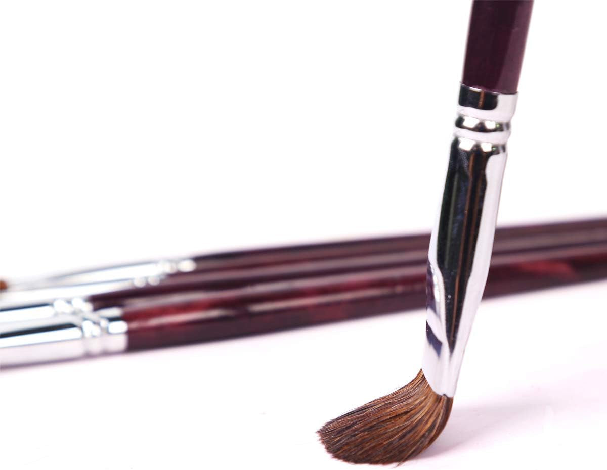 Red Sable Filbert Paint Brushes 6Pcs for Watercolor, Acrylic, Oil, Tempera and Gouache Painting