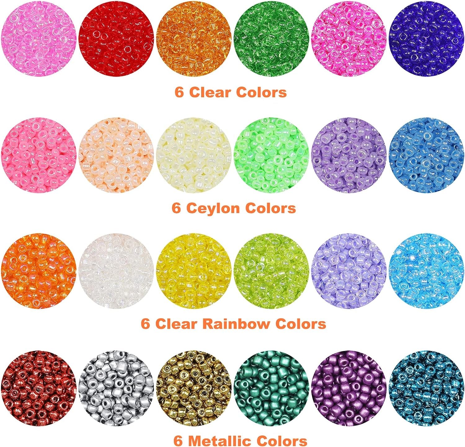 Total 48000Pcs Size 2Mm Seed Beads for Jewelry Making,12/0 Tiny Craft Beading Kit Set,260Pcs Letter Alphabet Beads with Elastic String,Earring Hooks and Claw Clasps