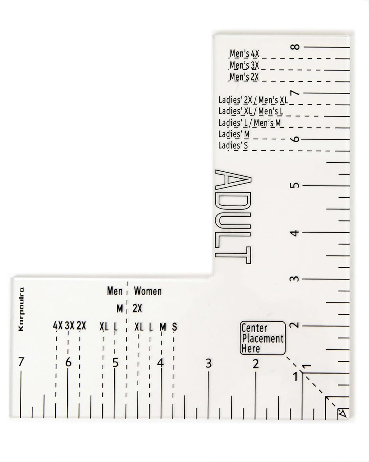 Tshirt Ruler Guide for Vinyl Alignment - Left Chest, T Shirt Ruler Alignment Tool Placement for Embroidery Heat Press and Cricut (Adult Men and Women)
