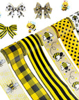 6 Rolls 40 Yards Bee Ribbon Wired Edge Ribbon Honeybee Ribbon for Crafts Wrapping Easter Party Decorations Bee Themed Decorations Bee Baby Birthday Party Supplies