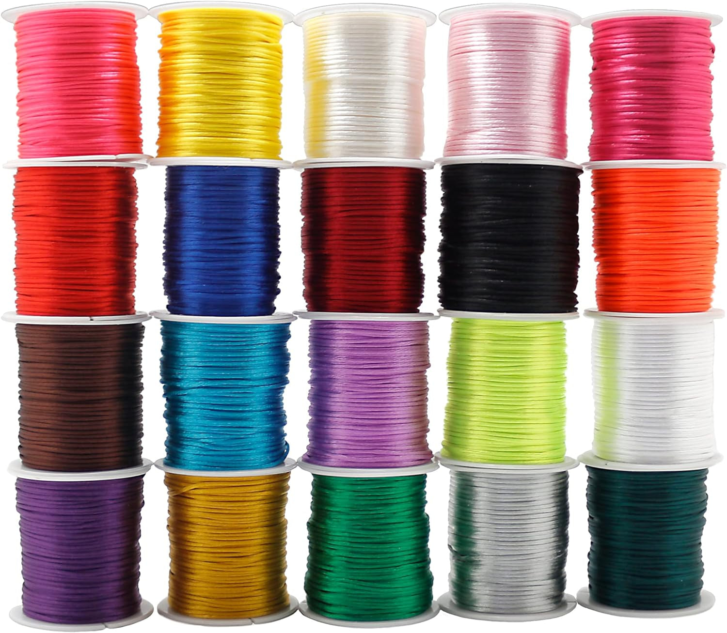 656 Yards 1Mm Rattail Satin Nylon Trim Cord 20 Colors Silk Cord Beading String for Necklace Macrame Friendship Bracelet Chinese Knot Kumihimo Dream Catchers Braid Hair