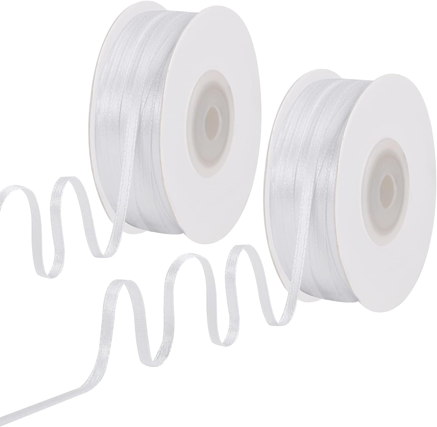 200 Yards 1/8 Inch White Satin Ribbon, Thin White Ribbon Double Faced Satin Ribbon for Gift Wrapping Wedding Party Decoration Bouquet Crafting