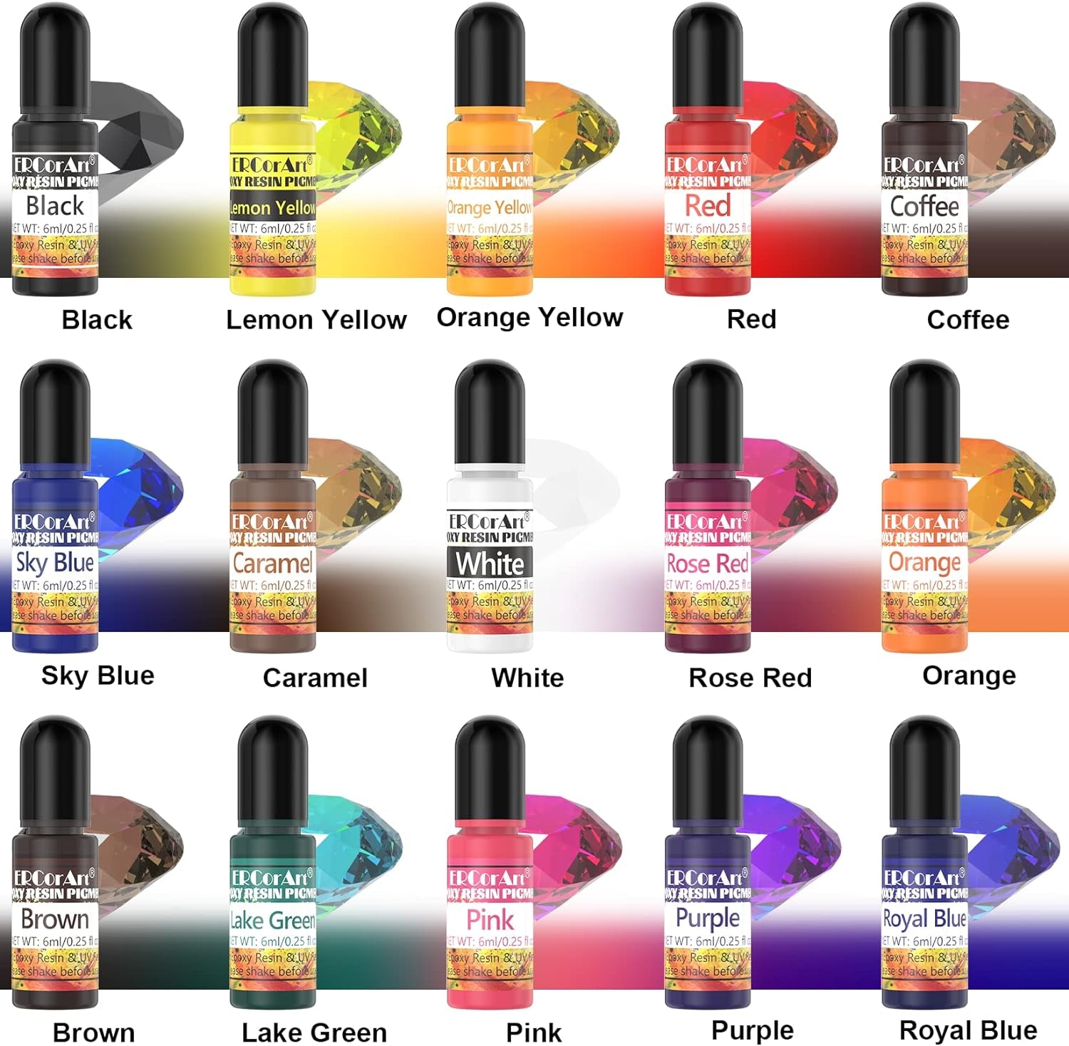 Epoxy Resin Pigment - 30 Colors Transparent UV Resin Dye, Epoxy Resin Color, Highly Concentrated Epoxy Resin Colorant for Resin Jewelry Making Kit, DIY Crafts - 0.25 Oz