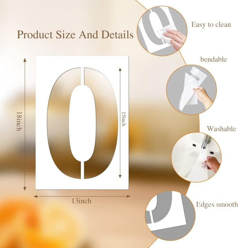 8 Inch Large Number Stencils Set 0-9 Address Number Stencil Reusable Plastic Digital Stencils Templates for Cake Stencil Address Number Painting Stencils Templates