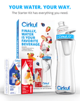 Cirkul 22 oz Starter Kit | Plastic Water Bottle with Blue Lid & 2 Flavor Cartridges (Fruit Punch & Mixed Berry)