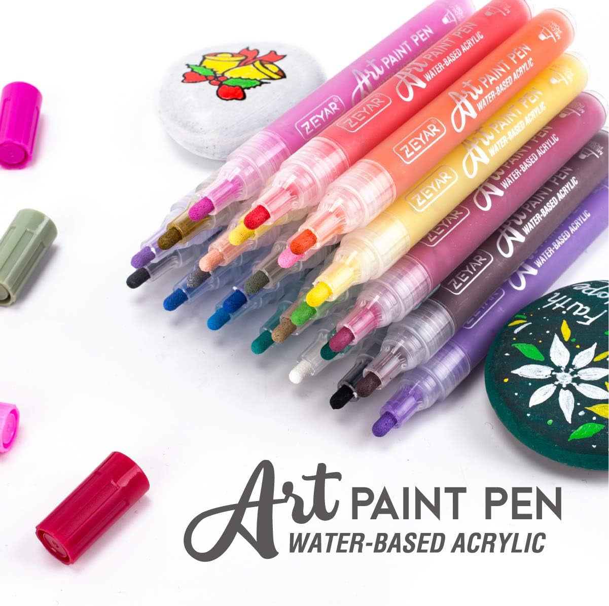 Acrylic Paint Pens for Rock Painting, 24 Colors, Water Based Medium Point, AP Certified, Assorted Colors,Odorless,Acid Free,Non-Toxic and Safe to Use