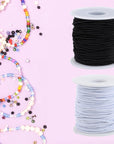 Stretchy Bracelet String, 2 Rolls 1.5 Mm Elastic String Cord for Bracelets,Jewelry Making, Necklaces, Beading and Crafts (Black&White)