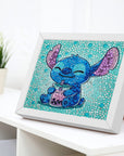 5D Diamond Painting Kit for Kids with Wooden Frame Easy Small Anime Diamond Painting Full Drill Diamond Art Gem Painting for Beginners 7X7 Inch (Stitch)