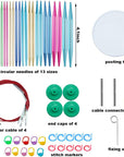 60Pcs Interchangeable Circular Knitting Needles Set with Case 13 Pairs of Aluminum Circular Knitting Needle for Handmade DIY Knitting with Knitting Accessories,(2.75Mm-10Mm)
