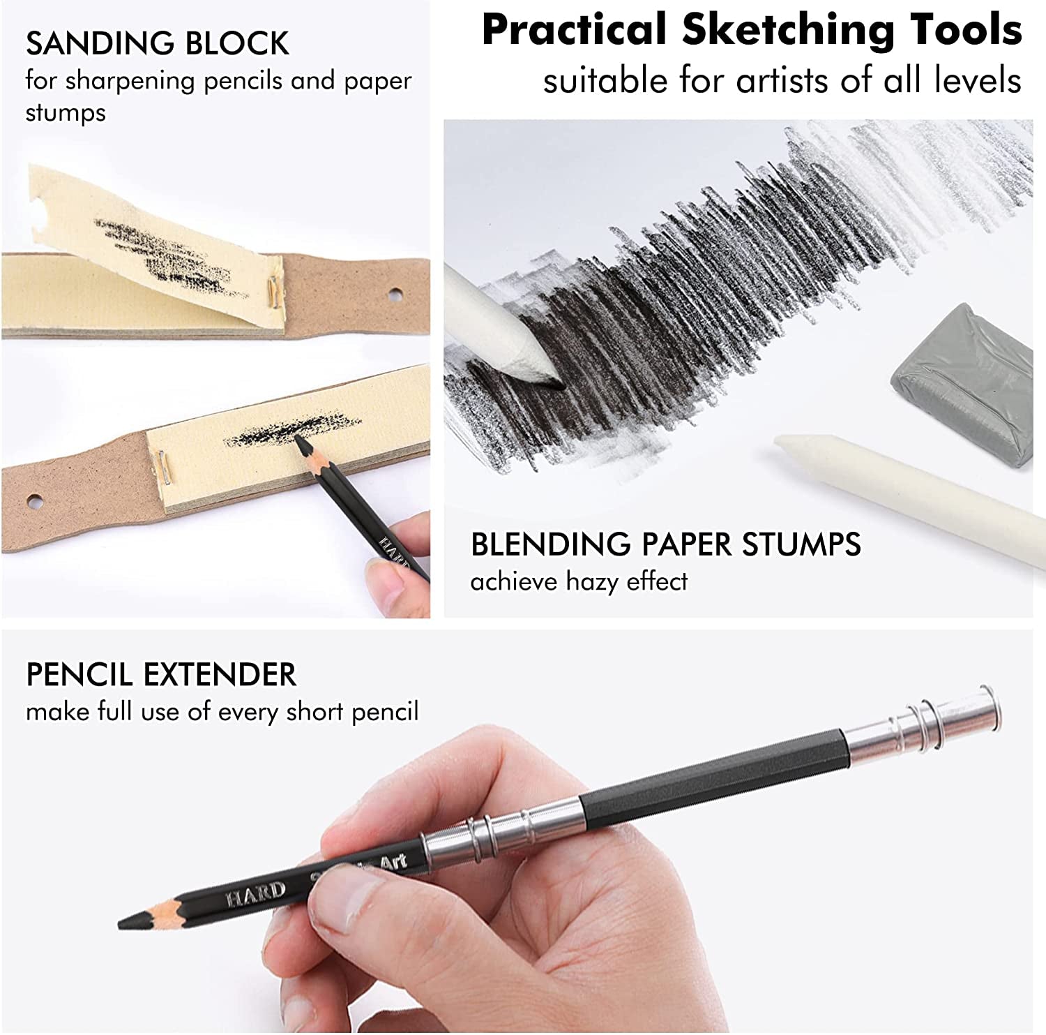Sketching and Drawing Pencils Set, 37-Piece Professional Sketch Pencils Set in Zipper Carry Case, Drawing Kit Art Supplies with Graphite Charcoal Sticks Tool Sketch Book for Adults Kids