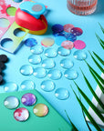 41 Pieces Fridge Magnets Craft Set Include Craft 1-Inch Paper Punches round Disc Ferrite Ceramic Magnets with Transparent Glass Cabochons for Craft DIY Fridge Office Locker Whiteboard Making