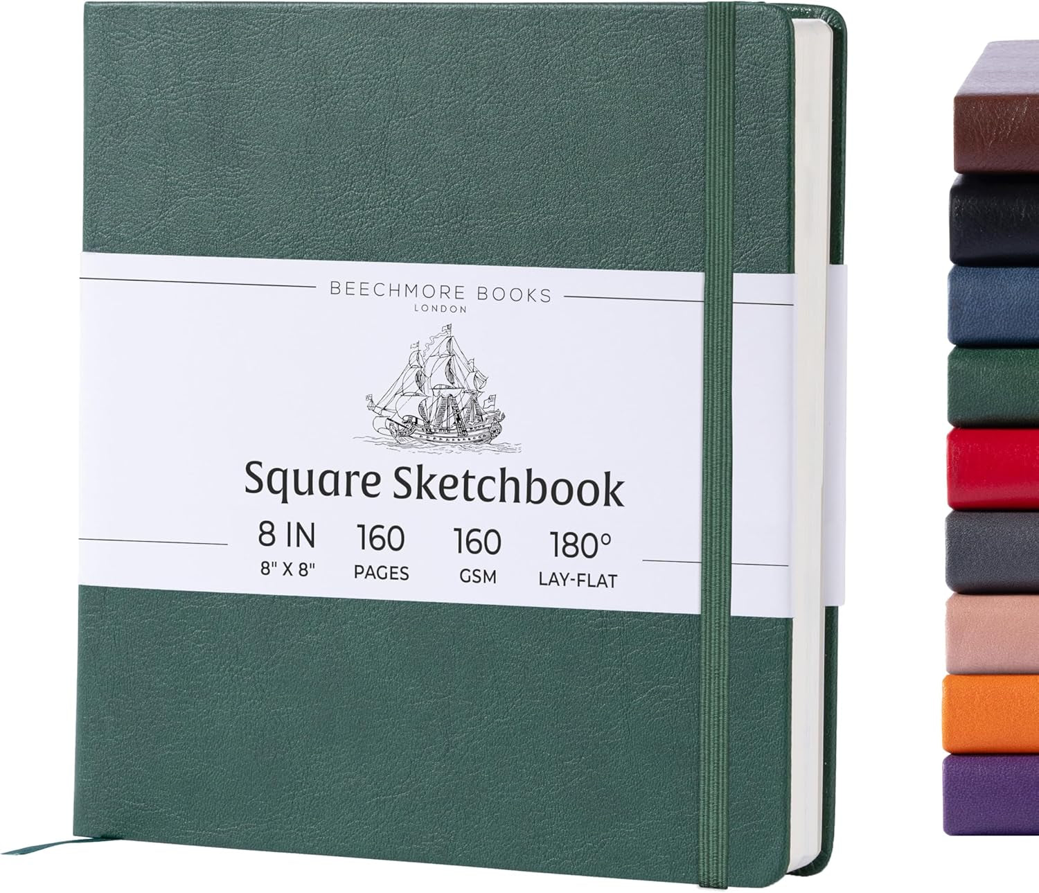 Art Sketch Book, Square 156 Pages 8 X 8 Inch, Hardcover Leather Artist Sketchbook, Blank Sketch Pad for Drawing, Painting Supplies, Thick 160Gsm Cream Paper, Boxed for Gifts