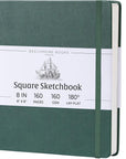 Art Sketch Book, Square 156 Pages 8 X 8 Inch, Hardcover Leather Artist Sketchbook, Blank Sketch Pad for Drawing, Painting Supplies, Thick 160Gsm Cream Paper, Boxed for Gifts