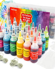 Tie Dye Kit, 24 Colors Tie Dye Shirt DIY Fabric Dye for Women, Kids, Men, with Rubber Bands, Gloves, Plastic Film and Table Covers for Family Friends Group Party Supplies