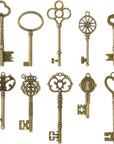 Vintage Skeleton Keys Set, Filigree Steampunk Keys, Antique Bronze Keys Charms Pendants, Different Style