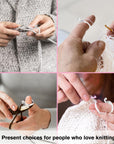 Adjustable Crochet Ring for Finger,Braided Knitting Ring with Plastic Box Yarn Tension Rings for Crocheting Knitting Accessories 2 Styles Silver