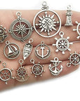 Nautical Charm Collection-50 Pcs Craft Supplies Nautical Ship Wheel Anchor Lig Charms Pendants for Crafting, Jewelry Findings Making Accessory for DIY Necklace Bracelet (M066)