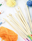 23 Pieces Tunisian Crochet Hooks Kit Including 12Pcs 3-10 Mm Bamboo Knitting Needle with Bead Carbonized Bamboo Needle + 11Pcs 2-8 Mm Multi Color Tunisian Afghan Aluminum Crochet Hooks