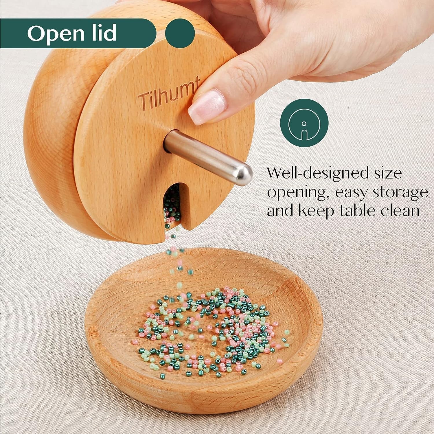 Bead Spinner Kit with 5 Quick Changed Bowls, 4.4" Clay Bead Spinner with 15,000 Beads (15 Colors) and 2 Big Eye Needles, Beading Supplies for Jewelry Making