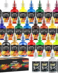 24 Colors Airbrush Paint Set (30 Ml/1 Oz) with Thinner & Cleaner, Ready to Spray, Opaque & Neon Colors, Water-Based, Premium Acrylic Airbrush Paint Kit for Beginners, Hobbyist and Artists