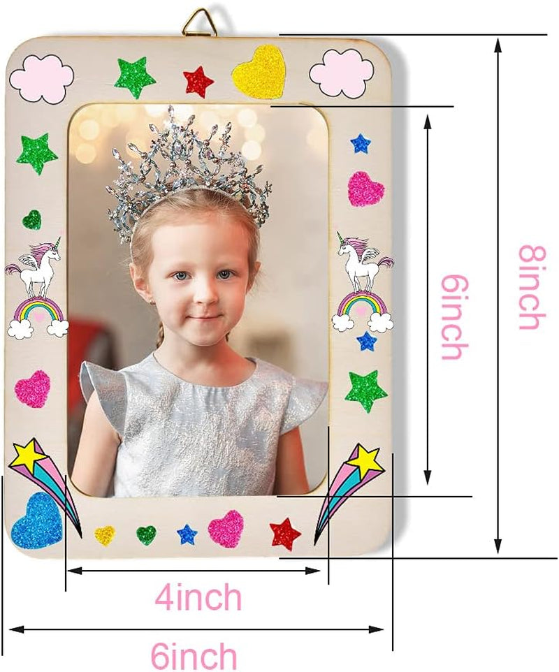 Picture Frame Painting Craft Kit, 5 Packs 6 X 8 Inch DIY Wooden Photo Frames with Stand & Clear Protector, Painting Tools Set, Eva Stickers for Father Day Gift, Kids Craft, Paint and Decorate