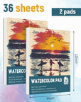 Watercolor Paper Pad 9X12 Inch, 140 Lb (300Gsm) 72 Sheets (2 Packs), Textured Painting Paper, Glued Binding - Ideal for Art, Drawing, Mixed Media, Artists, Students, Kids