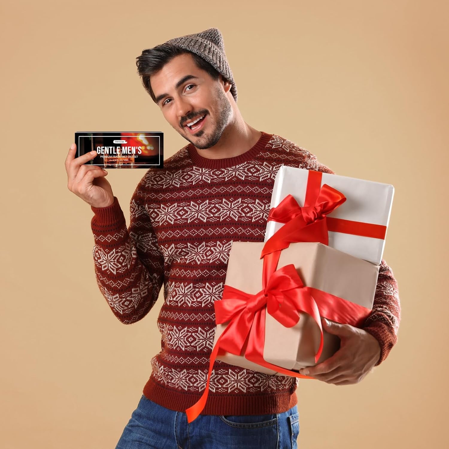 Fragrance Oil Gentlemen&#39;S Set, Scented Oil for Candle Scents for Candle Making, Soap Making Scents, Diffuser Oils Scents | Leather, Sweet Tobacco, Teakwood, Bay Rum, Cedar, Sandalwood (6*10ML)