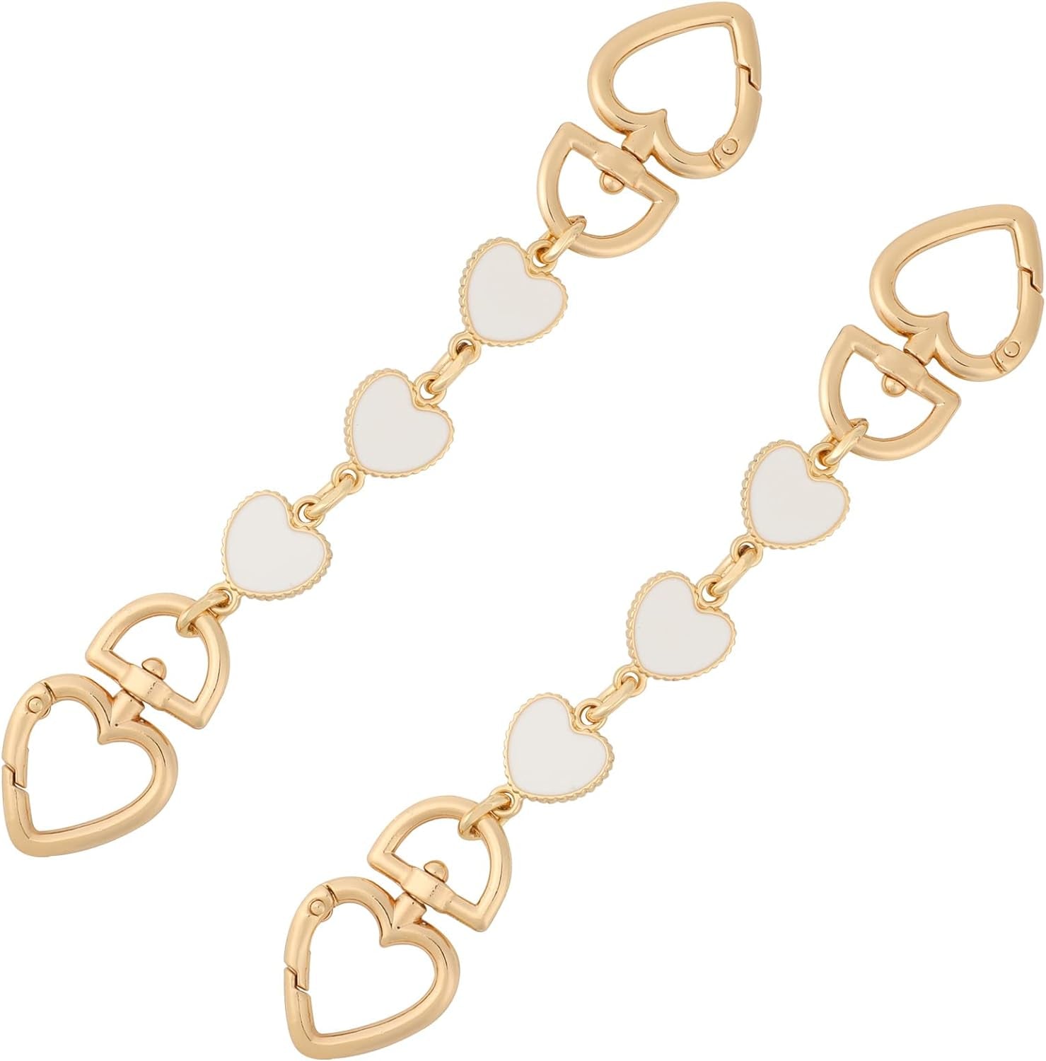 2Pcs Bag Extender Chain Purse Strap Extender Heart Shape Chain Straps Replacement Bag Extender Chain Handle Bag Accessories Replacement Womens Accessory Bag Chain Straps Heart Shape