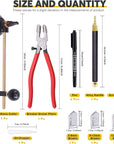 9 Pcs Glass Cutting Tool Set Kit Includes Adjustable Circular Glass Cutter, Glass Running Pliers with Rubber Tip, 2Mm-20Mm Oil Feed Carbide Tip with 3 Bonus Blades for Mirrors Tiles Mosaic