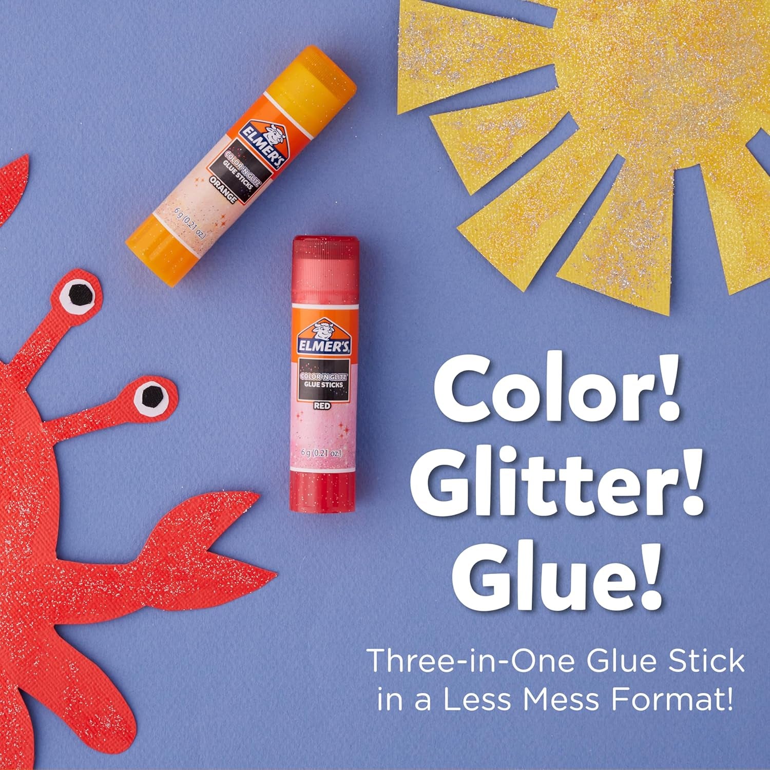 Elmer’S Color 'N Glitz Glue Sticks, Washable, Assorted Colors, 24 Count (6 Packs of 4)