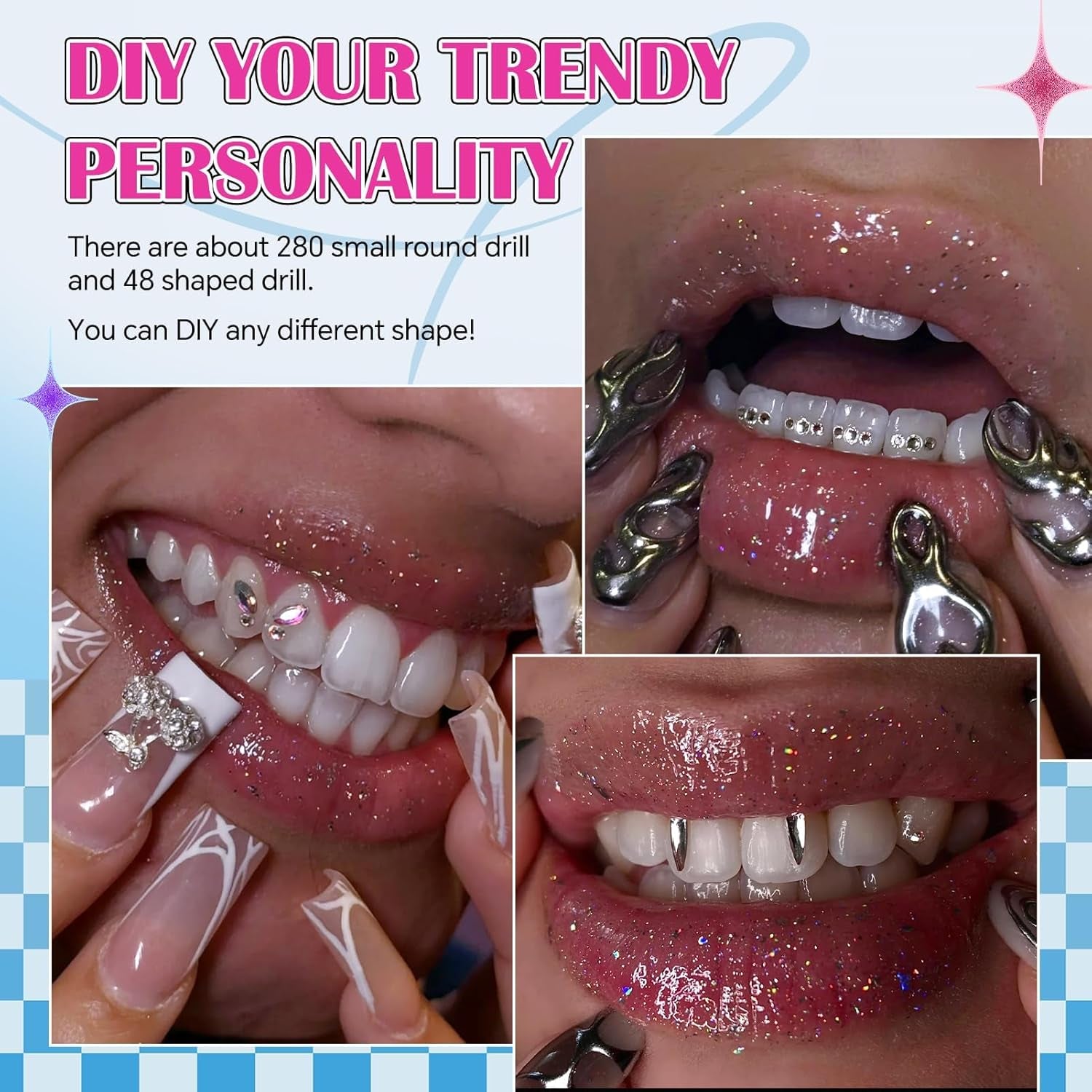 380 Pcs Teeth Gem Kit,Tooth Diamonds Gems Kit for Teeth DIY Crystals Teeth Jewelry Kit for Girls Y2K Crystal AB Rhinestones Butterfly Love Star Multiple Styles for Boys Harmless Fashionable