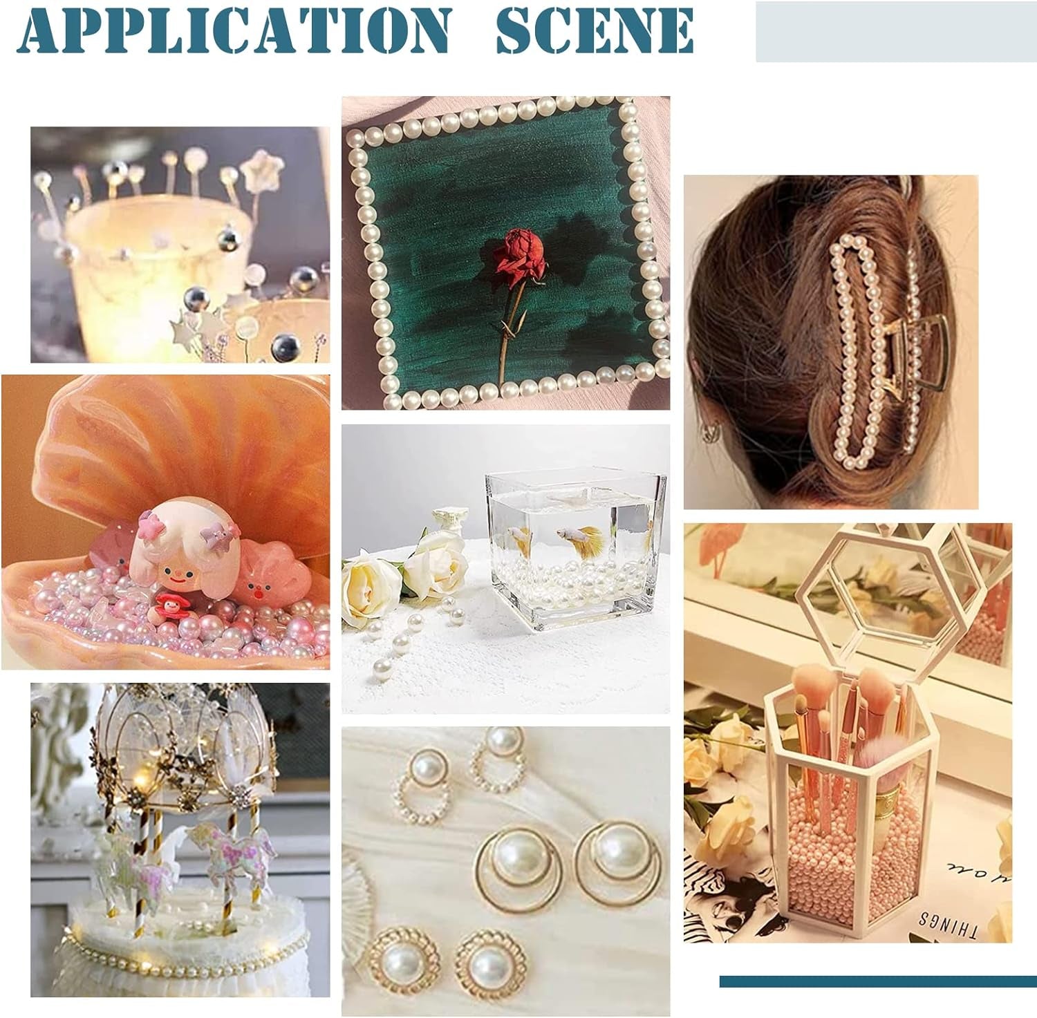 2200Pcs No Holes Pearls, White Pearl Beads Undrilled Imitated Pearl Beads Garment Acrylic Pearls for Crafting Table Scatter Floating Pearls Wedding Decor, 2/3/4/5/6/8Mm