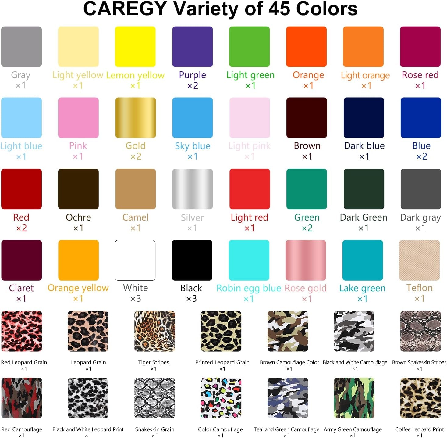 HTV Vinyl Bundle Heat Transfer Vinyl : 55 Pack 12" X 10" PU Iron on Vinyl for T-Shirts, 45 Assorted Colors Heat Transfer Vinyl