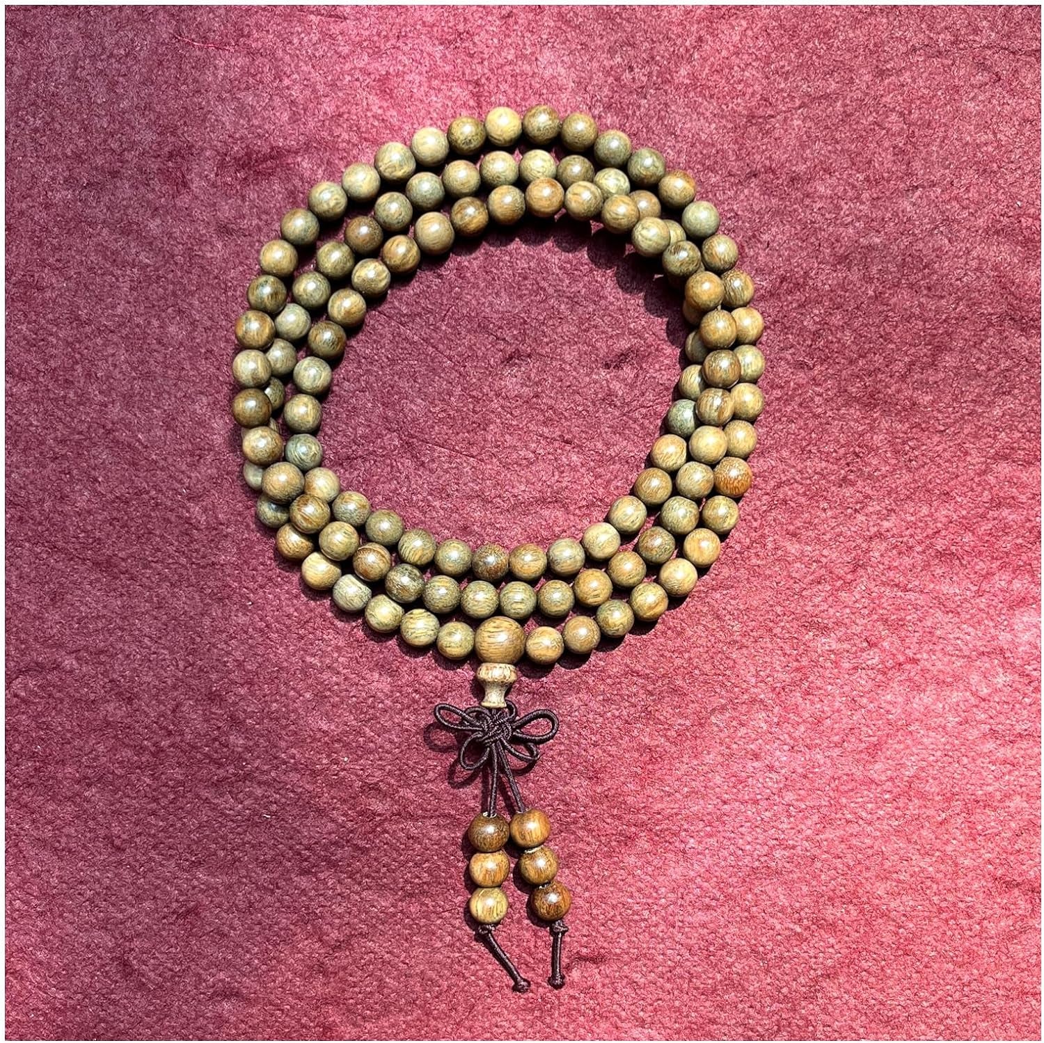 6Mm Natural Fragrant Green Sandalwood 108 Mala Beads - Tibetan Buddhism Prayer Beads