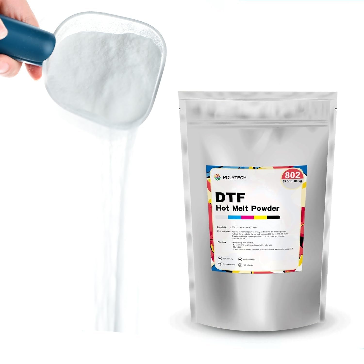 DTF Powder 35.2Oz/ 1000G - White Hot Melt Adhesive Powder, for DTF Transfer Film Printing, for All DTF Printer & DTG Printer