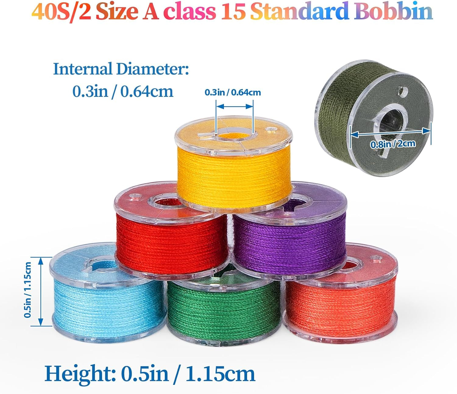 210 Pcs Bobbins Sewing Thread, Sizea Class15 Prewound Sewing Bobbins for Sewing Machine, 36 Colors Polyester Sewing Threads Compatible for Brother/Singer/Babylock/Janome Machine, 60WT