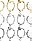 30 Pieces Clip-On Earring Converters Non-Pierced Earring Findings Dangle Earring Clips with Easy Open Loop and Silicone Earring Pads for Daily Accessory, 3 Colors (Style A)