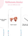 6 Sizes Large Eye Curved Beading Needles, Stainless Bead Needle for Bead Spinner, Bead Spinner Needles for Waist Beads Bracelet Necklace Making (6 Pcs)