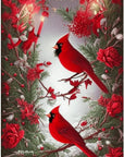 5D Diamond Painting Kits for Adults Full Drill North American Cardinal Kit Embroidery Rhinestone Painting round Drill Cardinal Birds Paint with Diamond for Christmas Home Wall Decor 12X16