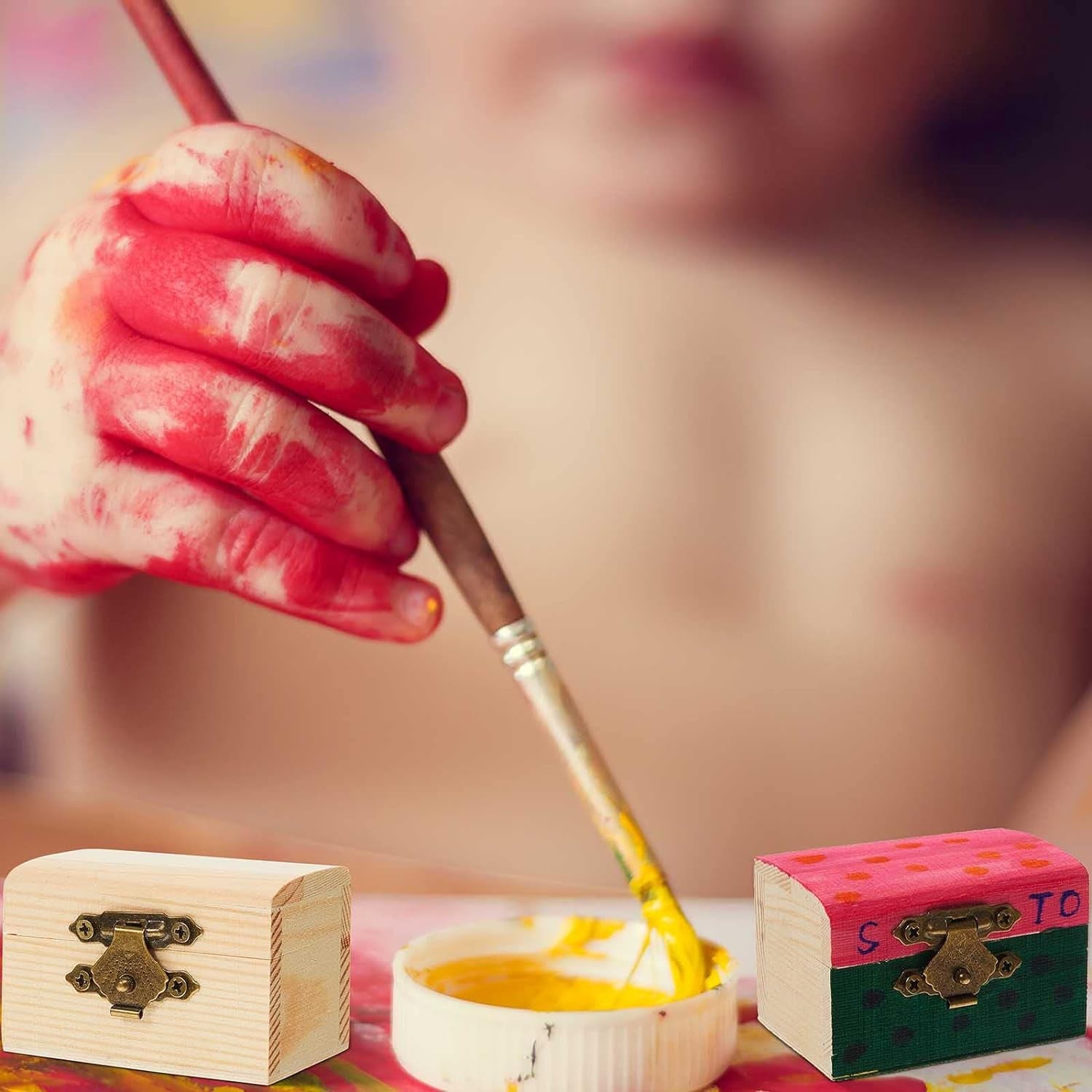 20 Pcs Unfinished Treasure Chest Box Small Wooden Box Mini Treasure Box with Locking Clasp Pirate Chest Party Favors for DIY Crafts Home Decor Props, 2.3 X 1.5 X 1.5 Inch