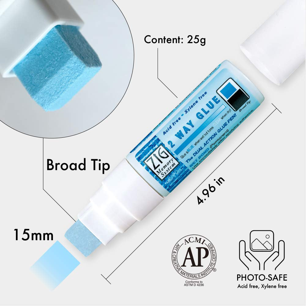 2 Way Glue Stick Pen, Board Tip,15Mm Tip, Ap-Certified, Made in Japan