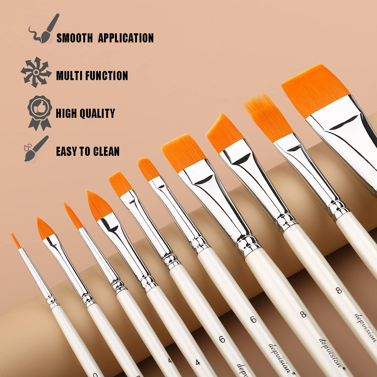 Face Paint Brush Set, 10Pcs Artist Brushes for Body Face Painting, Acrylic Painting Watercolor Oil Gouache