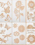 8 Pieces Sunflower Butterflies Painting Stencils for Painting on Wood Flower Butterfly Stencil Kit for Painting on Wall Canvas You Are My Sunshine Reusable Plastic Template for Door Home Decoration